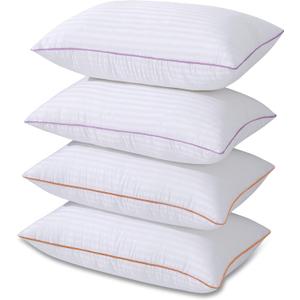 Pillows Standard Size Set of 4,Breathable Hotel Collection Bed Pillows for Side Back Stomach SleepersMachine Washable Supportive Soft Down Alternative Microfiber Filled (White)