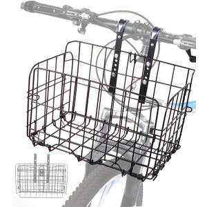Zacro Bike Basket Front/Rear, Folding Bicycle Basket with Removable Liner Bag, Large Quick Release Design Metal Ebike Basket for Adult Women/Men Carrying Dogs, Pets, Fruit & Grocery