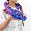 47-Inch 3D Printed Dragon Statue - Articulated Chinese Dragon with Movable Joints, Beard & Horns - Realistic Red Blue Gold Gradient Collectible Figurine for Home Display