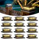 Solar Post Cap Lights 12 Pack, Fence Post Solar Lights, Warm White/Cool White Lighting, Black Waterproof Outdoor Post Lights for Garden Patio Porch, 4x4, 5x5 or 6x6 Vinyl/Wooden Posts