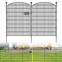 10 Panels No Dig Fence with Gate, 40 in(H) X 24 ft(L) Garden Decorative Fence Animal Barrier for Dogs, Rustproof Metal Garden Edging Border for Outdoor, Yard, Patio, Black