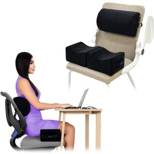 AOSSA BBL Pillow After Surgery for Butt, Brazilian Butt Lift Booty Back Support Cushion, BBL Chair Pillows Recovery for Sitting Driving, Post Surgery Lifting Seat Cushion Combo (Black)