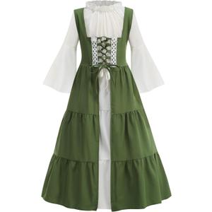 GRAJTCIN Girls Medieval Dress Renaissance Princess for Kids Halloween Drawstring Outfit Costume Set, Size: 4-6Y