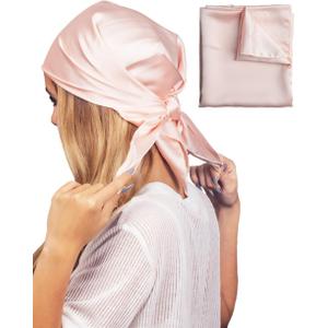 Kitsch Satin Head Scarf - Multi-Way Scarf - Stylish Bandana for Women, Satin Bonnet for Sleeping & Hair Wrapping at Night - Blush