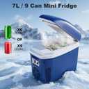 Iceblue Mini Fridge, 7 Liter /9 Cans Skincare Fridge with Belt, AC Plug & 12V Car Charger Dual-use Small Refrigerator, Compact & Portable Refrigerator for Car, Dorm, Travel, Picnic, Gift - Blue