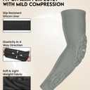 Compression Padded Arm Sleeves for Youth & Adults - Elbow & Forearm Support - Breathable Football Padded Sleeves (Grey)