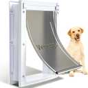 Pet Door, Interior and Exterior Large Dog Doors, PC Frame and Telescoping Tunnel Doggy and Cat Doors, Doggie Door with Double Magnetic Flaps and Sliding Lock Panels (Pets Up to 100 Lb) L