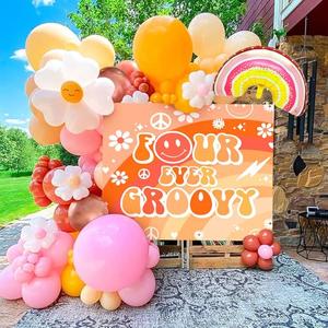 78 PCS Four Ever Groovy Party Decorations Backdrop with Balloons Daisy Hippie Boho Birthday Decor Kit for Wall Photo Booth Baby Shower Theme Parties 78 PCS Four Ever Groovy Party Decorations Backdrop with Balloons Daisy Hippie Boho Birthday Decor Kit for Wall Photo Booth Baby Shower Theme Parties