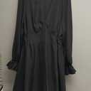 RWJ Plus Size Wedding Guest Dress for Women Deep V Neck Long Sleeve High Waist Slit Formal Cocktail Party Fall Maxi Dresses, Black, 2XL