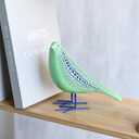 Quoowiit Bird Figurine, Modern Sculpture and Statues for Home Decor, Animal Statues for Bookshelf, Table, Entryway, Fireplace, Resin Decorative Sculpture with Chic Polka Dots Art Design (Green)