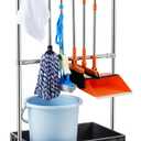 VEVOR Garden Tool Organizer, 10 Slots with Hooks, Yard Tool Tower Rack with Wheels for Garage Organization and Storage, Hold Long-Handled Tool/Rake/Broom, Metal Tool Stand Holder for Shed, Outdoor