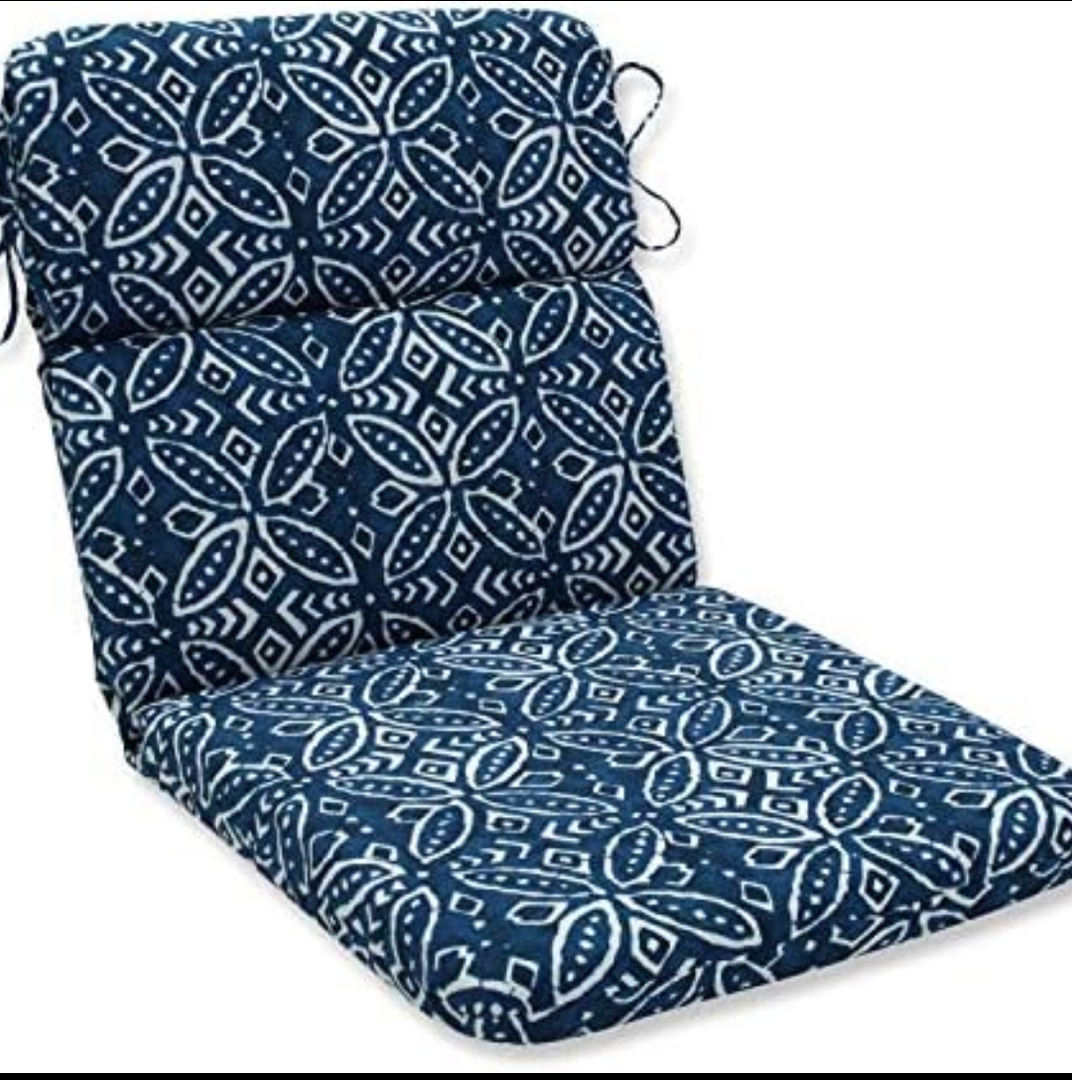2 Pillows Perfect Outdoor/Indoor Round Corner Chair Cushion, Blue Merida Indigo 2 Pillows Perfect Outdoor/Indoor Round Corner Chair Cushion, Blue Merida Indigo