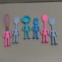 Human Shaped Kitchen Utensils Set 6 Piece Non Stick Heat Resistant Baking Tools Kitchen Gadgets Silicone Cute Utensils with Comfortable Grip Handle, Dishwasher Easy Clean and Stand up Kitchenware