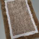 Bath mats for Bathroom Non Slip, Fluffy Shaggy Bath Rugs for Bathroom Washable, Extra Soft and Absorbent Microfiber Bath Rugs for Shower Sink, Kitchen Sink, Beige, 24" x 16"