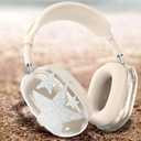 [4 in 1] Case Cover for AirPods Max Headphones (2024/2020) Ear Pad Case Cover/Headband Cover/Ear Cups Cover with Bling Star for Apple AirPods Max Headphones (Beige Star-T)
