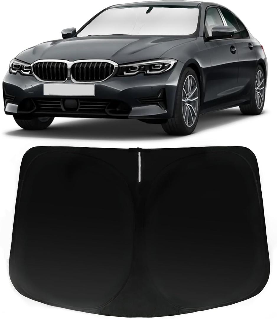 Windshield Sun Shade for 2020-2024 BMW 3 Series 328i 335i 320i 330i 325i F30 F31, Car Front Window Sunshade with 240T Sun Visor Protector Blocks UV Rays Heat Sun Shield Accessories