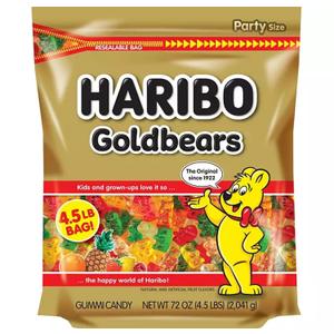 HARIBO Gummi Candy, Original Goldbears Gummy Bears, 72 Ounce Resealable Party Size Bag, Delicious Soft & Chewy Sweet Snacks, Assorted Fruity Flavors (EXP 03/31/27)