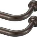 Lwiiom 2 Pack Wrap Around Curtain Rod for Windows 28 to 150 Inch, Internal Splicing 1 Inch Diameter Disc, Adjustable Room Darkening Curtain with Aluminum Finials and Brackets, Dark Bronze