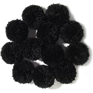 Pack of 12 Yarn Pom Poms for Hats 8CM-3INCH Party Supplies Handmade Art and Craft Decorative Accessories (Black)