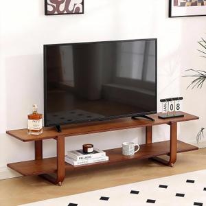Tiita TV Stand with Storage for TVs up to 65'', Bamboo TV Console Entertainment Center with 2 Open Shelf, Mid Century Modern Media Console for Living Room, Bedroom, Walnut (55 Inches)