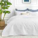 Love's cabin Oversized King Size Quilt Bedding Set White Bedspreads - Oversized King Lightweight Bedspread Comforter - Coin Pattern Coverlet for All Season - 3 Pieces (1 Quilt, 2 Pillow Shams)