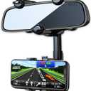 AZXYI Rearview Mirror Phone Holder for Car, 360 Rotating Rear View Mount with Adjustable Arm Length, Multifunctional and GPS Universal Car All Smartphones