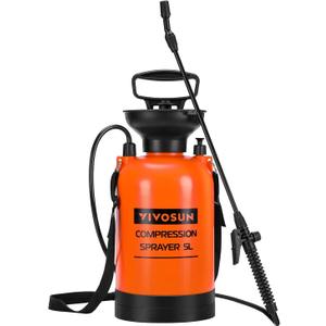 VIVOSUN 1.35-Gallon Pump Pressure Sprayer, Pressurized Lawn & Garden Water Spray Bottle with Adjustable Shoulder Strap, for Spraying Plants, Garden Watering and Household Cleaning (Orange)