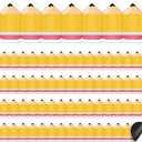 Ireer 24 Pcs Pencil Magnetic Borders for Classroom Whiteboard 1.5 x 11.8'' Magnetic Bulletin Board Borders Pencil Die Cut Strips Trim Decorations for Classroom School Office Chalkboard Wall