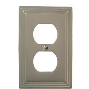 Amerelle Steps Single Duplex Cast Metal Wallplate in Satin Nickel