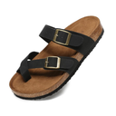 Yozuru Womens Cork Footbed Sandals Comfort Open Toe Slides Adjustable Buckle Beach Summer Flat Sandals with Arch Support Size 38