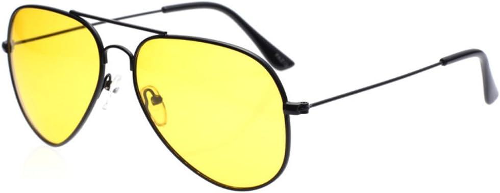 Outray Aviator Sunglasses for Men Women Night Vision Polarized Metal Frame Sunglasses for Driving-UV 400 Protection (Black Frame/Yellow Lens)