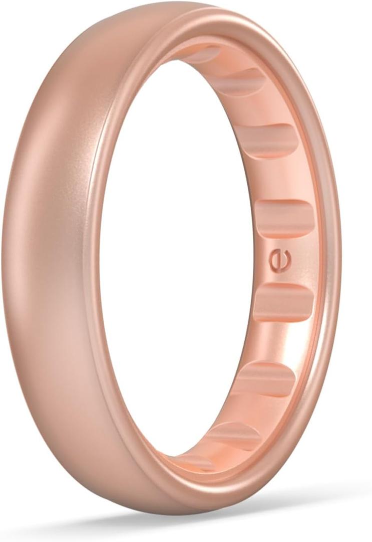 Enso Rings Elements Luxe Classic Thin Silicone Ring - Comfortable and Flexible Design - 4.3mm Wide, 1.75mm Thick - Dusty Rose Gold - Size 5