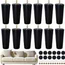 FabricJoy 12 Pack 8 Inch Plastic Furniture Legs Replacement Couch Legs Chair Feet Dresser Sofa Table Cabinet Bed Furniture Feet with M8 T-Nuts Screws Tapered for Home DIY Projects