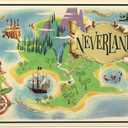 Open Road Brands Disney Peter Pan Neverland Map - Large 23.5 Inch x 15.5 Inch Wood Wall Decor for Kids' Room, Play Room, Bedroom, or Nursery