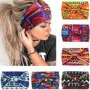 Wide Headbands for Women Knotted No Slip Head Bands Soft Turban Headband Hair Accessories Boho African Solid Color Head Wraps for Women Yoga Workout Pack of 6 (Orange)