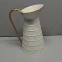 Elegant Cream/White Metal Pitcher Vase, Farmhouse Galvanized Flower Vase, Rustic Decorative Milk Jug for Home Decor, 10.8''H