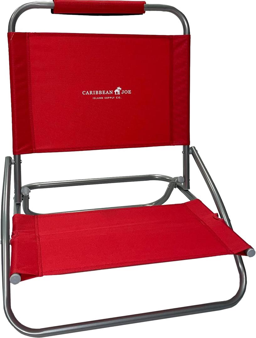 Caribbean Joe Folding Beach Chair, 1 Position Lightweight and Portable Foldable Outdoor Camping Chair, Red