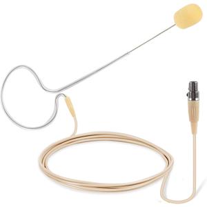 PYLE-PRO On-Ear Audio Condenser Microphone - Portable Omnidirectional Wired Headset Condenser Mic With 4 Pin Mini XLR Cable and Windscreen - Works with Shure System - PMEMS10 (Skin Tone), Beige