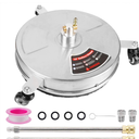 Biswing 15" Pressure Washer Stainless Steel Surface Cleaner with 3 Wheels & 1/4" Quick Connector, Power Washer Attachment with 2 Extension Wand, 2 Replacement Nozzles, 4000 PSI