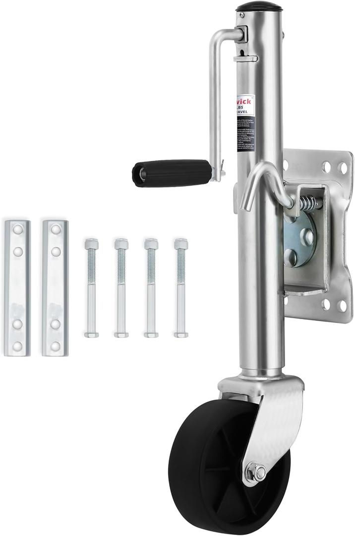 1200 lbs Trailer Jack with 6" Dual Wheel,10" Lift, Heavy Duty Swivel Boat Trailer Jack Foot Stand for RV Boat Utility