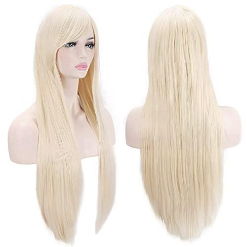 Akstore Wigs 32 inch Long Straight Anime Fashion Women's Cosplay Wig(Blonde)