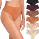 Wealurre Womens Underwear High Waisted Seamless Thongs for Women Breathable No Show Panties for Ladies 6 Pack (L)
