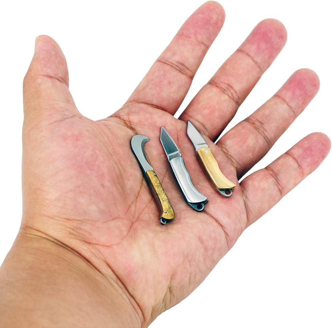 Novelty Tiny Package Box Cutter Opener Knife Tools, Eastern Delights 2 Inches EDC Outdoor 3 Pcs Folding Knife Tool Kit