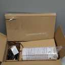 LEPOWER Wood Tripod Floor Lamp, Mid Century Standing Lamp for Living Room, Flaxen Lamp Shade, Modern Design Standing Lamp with E26 Base, Tall Floor Light for Bedroom, Study Room and Office Brown