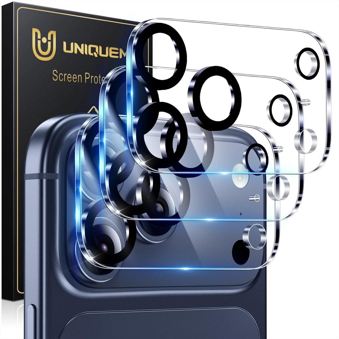 UniqueMe Compatible for 3 Pack iPhone 17 Pro Max Camera Lens Protector - [Drop Protection] Anti Scratch Full-Coverage Camera Cover Screen