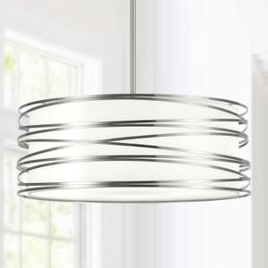 19.7" Drum Chandelier 5-Light Brushed Nickel Modern Pendant Light Adjustable Hanging Lighting Chandeliers for Dining Room Kitchen Island Foyer Living Room Bedrooms
