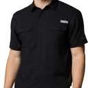 Columbia Mens PFG Backwater Short Sleeve Shirt, Black, Medium