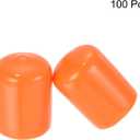 uxcell 100pcs Rubber End Caps 15mm ID Vinyl Round Tube Bolt Cap Cover Screw Thread Protectors Orange