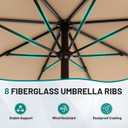 AreShark 10 FT Outdoor Patio Umbrella, Patio Table Umbrella with Push Button Tilt and Crank, Outdoor Patio Umbrellas with 8 Fiberglass Ribs, Patio Umbrellas for Market, Garden, Pool (Beige)