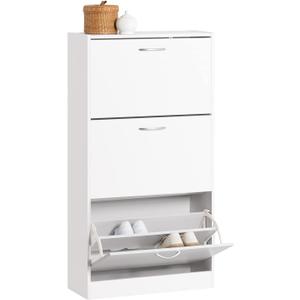 Haotian White Shoe Cabinet Entryway, Freestanding Shoe Rack with 3 Flip Drawers, Shoe Storage Cupboard Organizer for Entrance Hallway, FSR110-W Haotian White Shoe Cabinet Entryway, Freestanding Shoe Rack with 3 Flip Drawers, Shoe Storage Cupboard Organizer for Entrance Hallway, FSR110-W